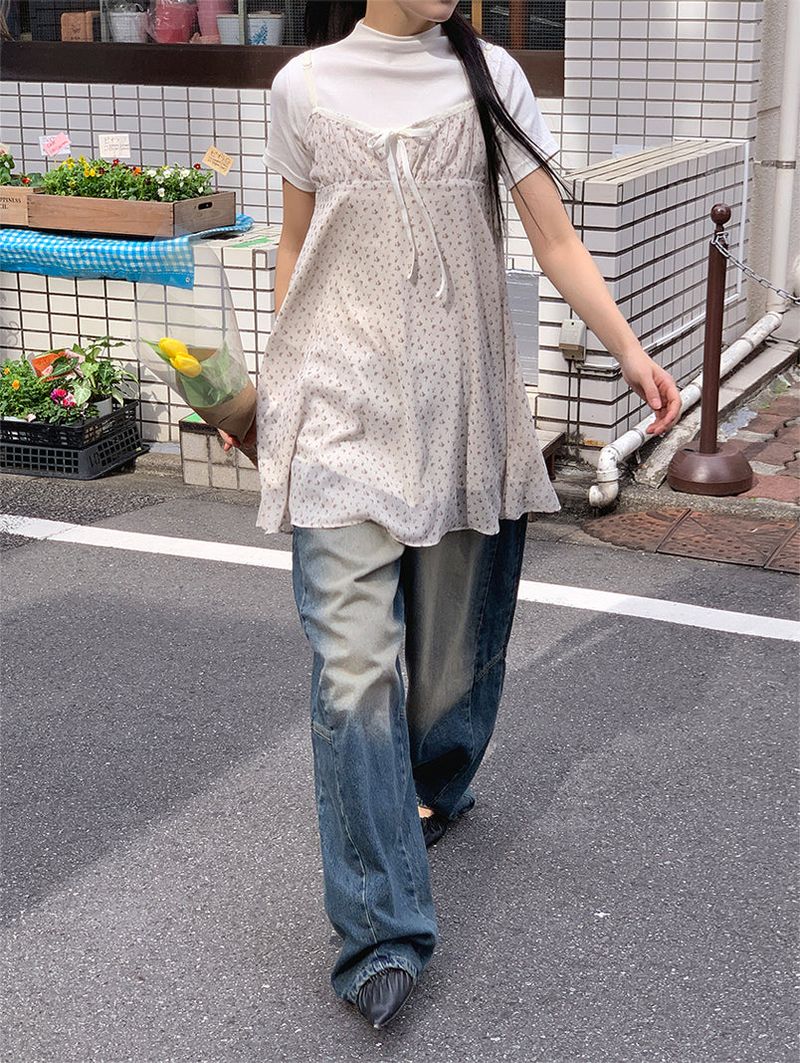 RIBBED HALF NECK TEE (4C)