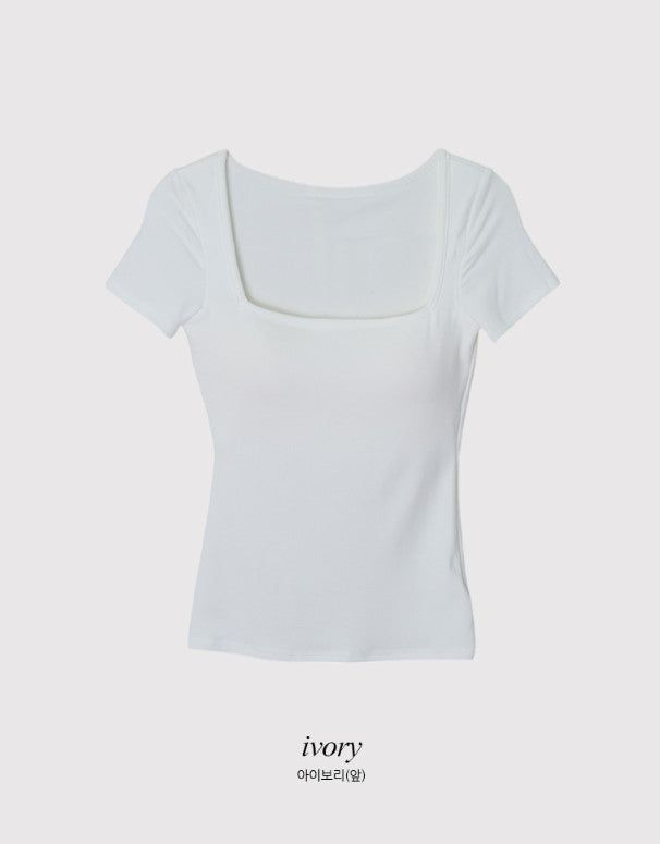 #Basic Square Cap Slim Short Sleeve T-shirt (5color)