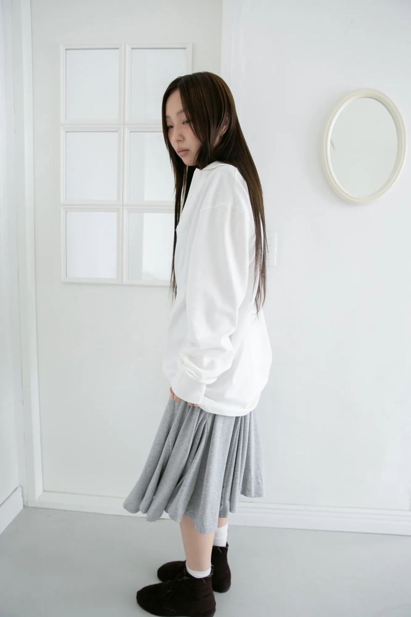 open button collar top(2colors)