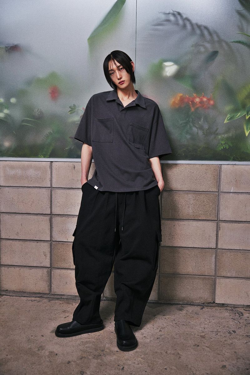 N-BT POCKET 1/2 COLLAR-TEE (Charcoal)