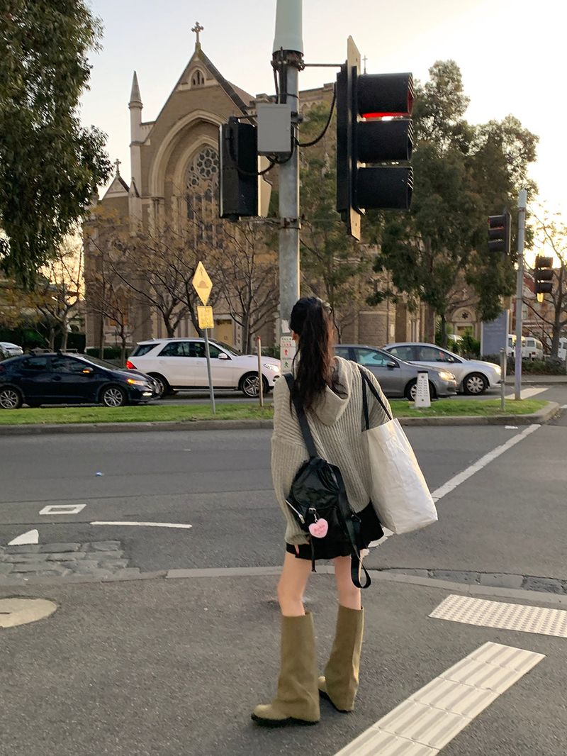 [MADE] Sorbet Twisted Knitted Hooded Cardigan