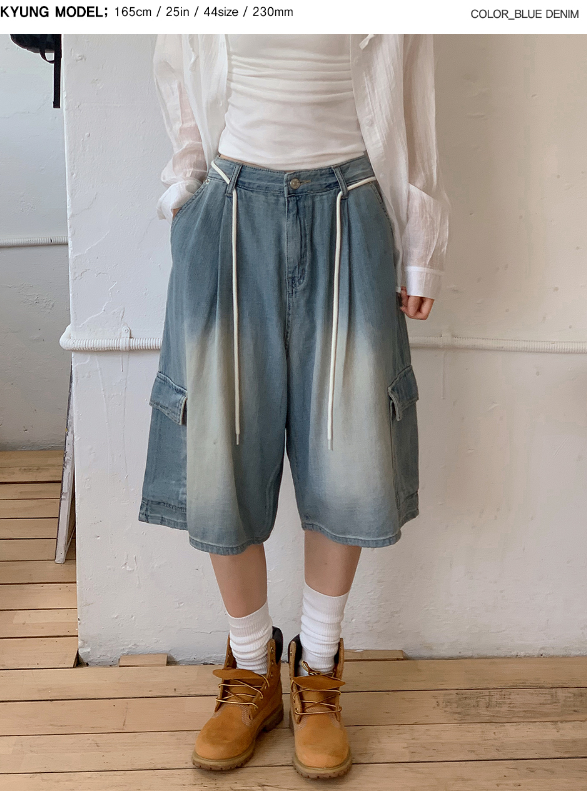 Cargo Bermuda Denim Pants + Strap Set