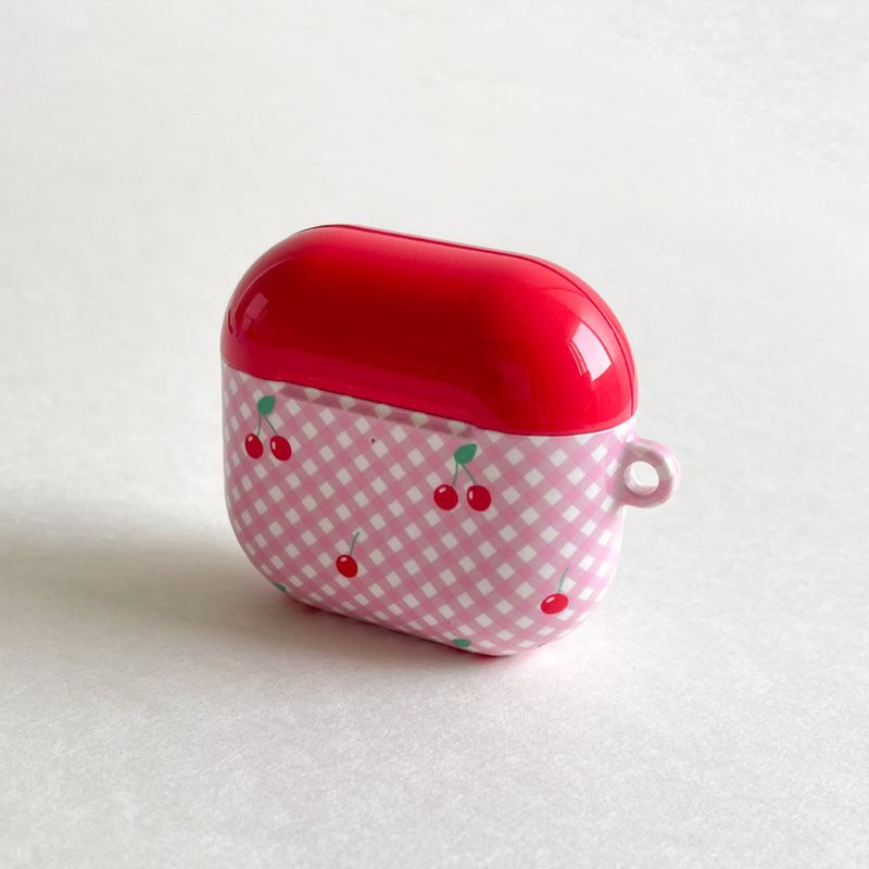 red cherry glossy hard airpods case