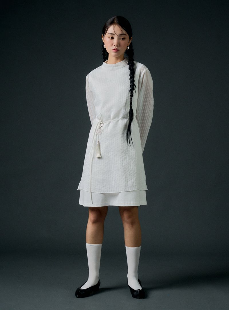 Pinny layered dress (white)