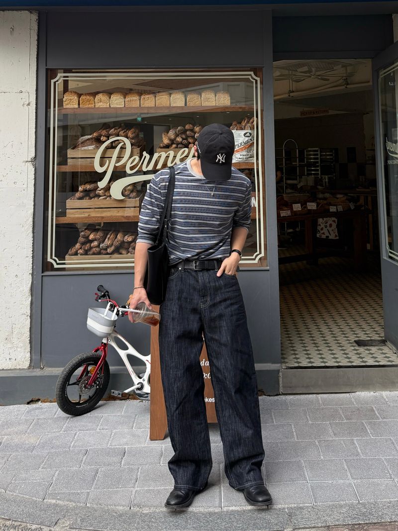 Nos Indigo embossed denim pants