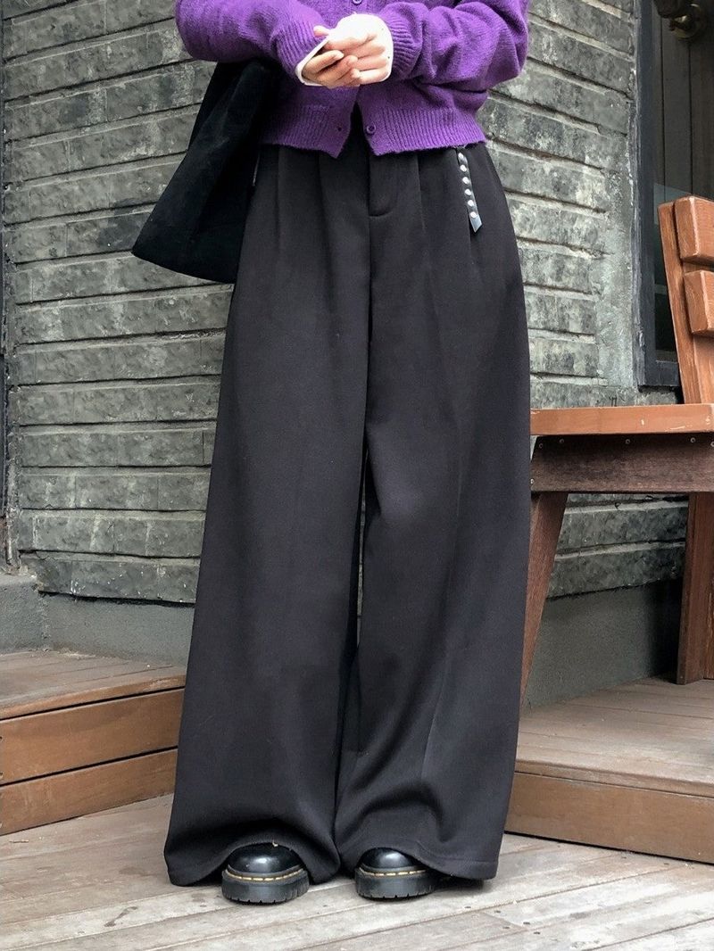 #WS Two Tuck Warm Wide Slacks + Belt Set (3color)