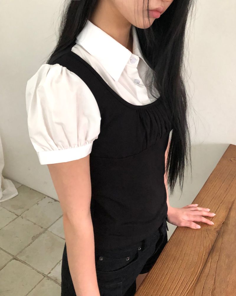 Yoki Bustier Short Sleeve Shirt