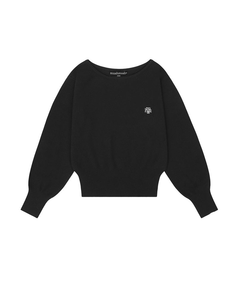 STITCH LOGO SOFT BOATNECK KNIT