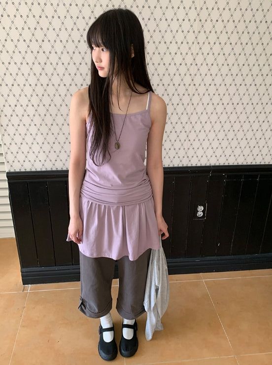 オブニンカプリ9分丈ボタンロールアップパンツ
