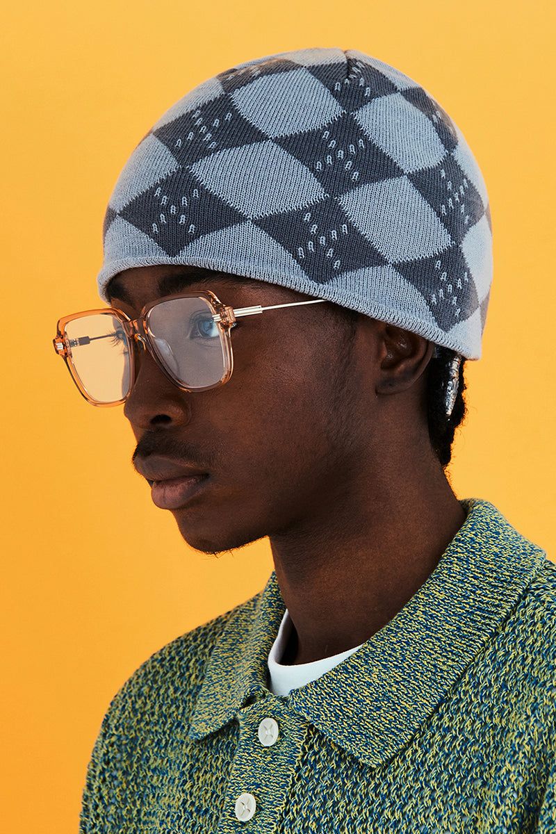 SPARKLING ARGYLE BEANIE / GREY