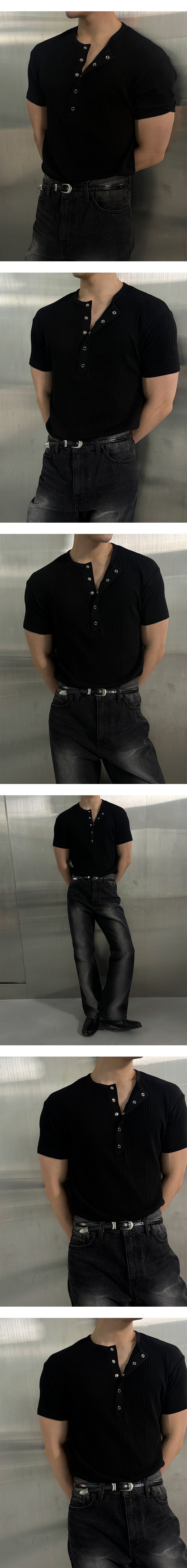 [S/S] High ribbed henry neck half knit(3color)