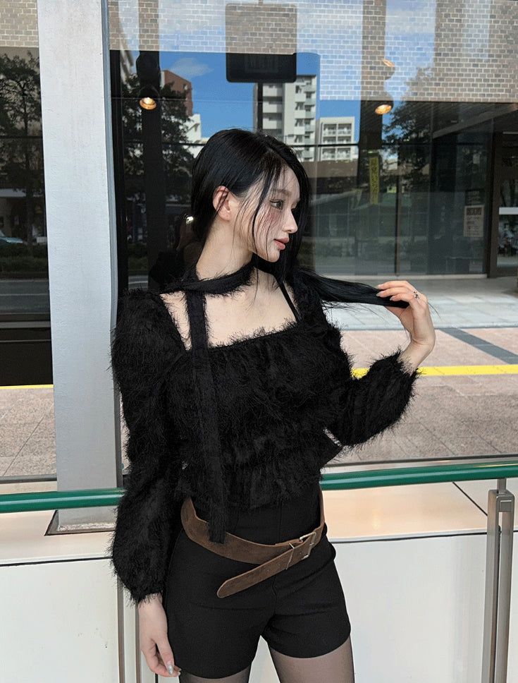 Square neck twilight blouse