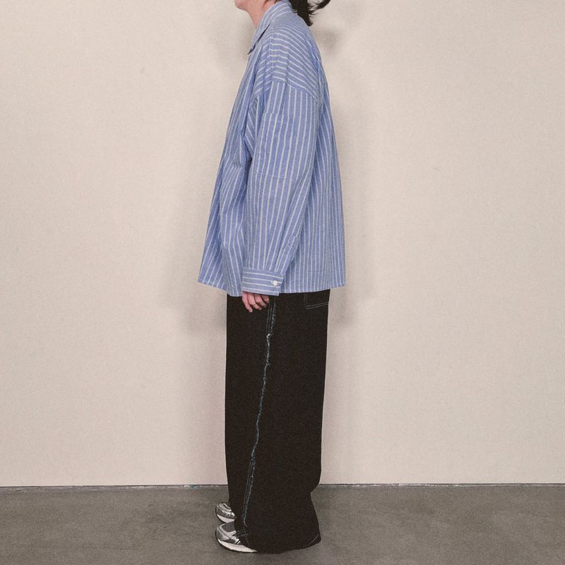 offset stripe shirt_blue
