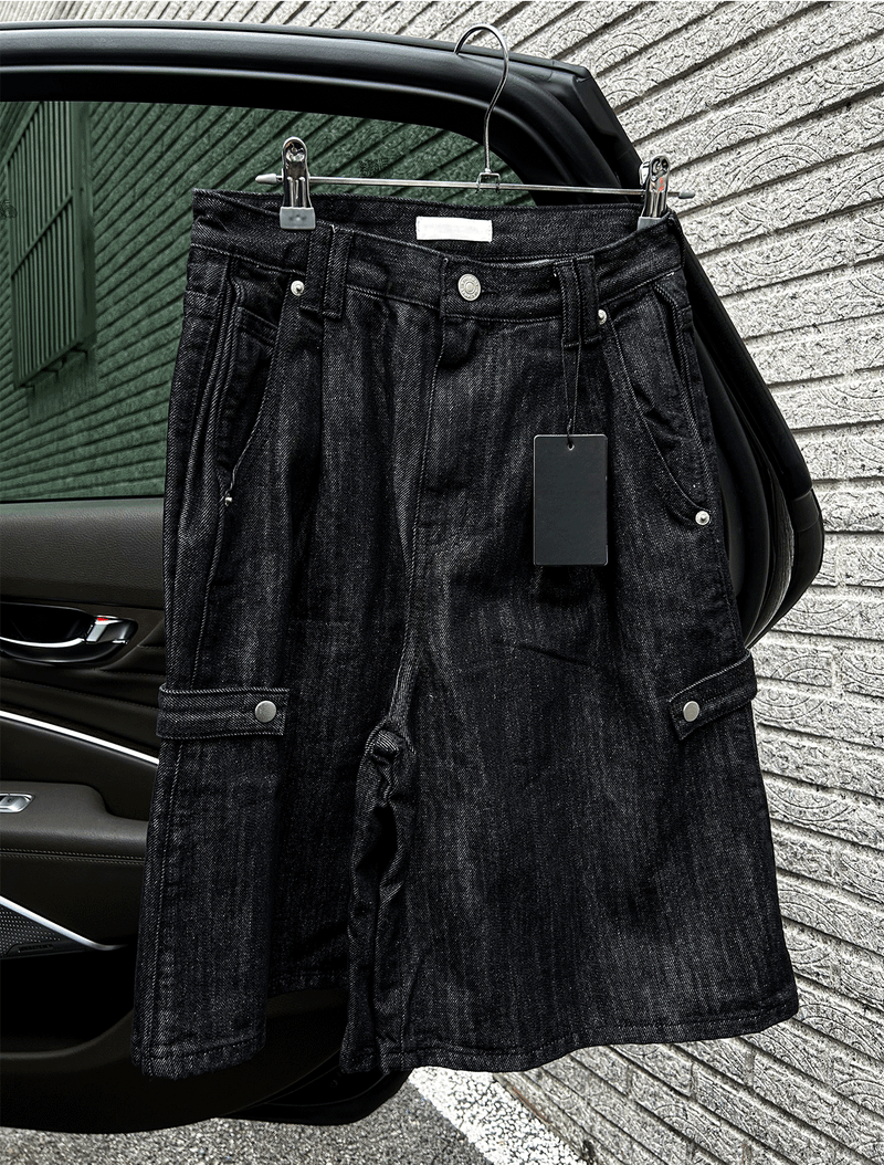 non-fade bermuda snap denim pants