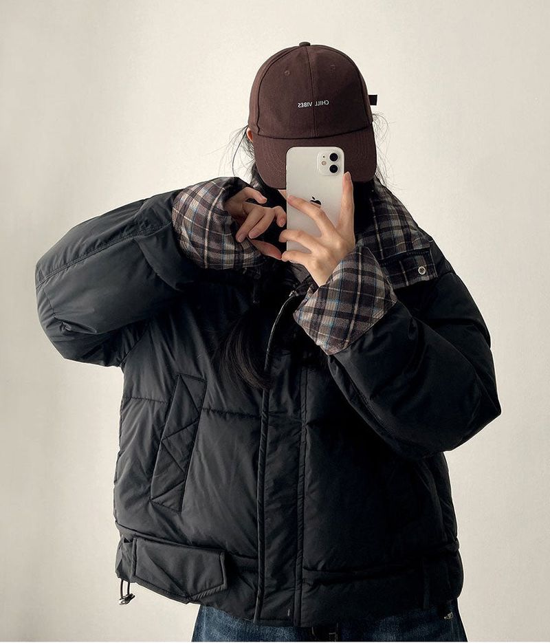 Pomi checkered lining padded jumper