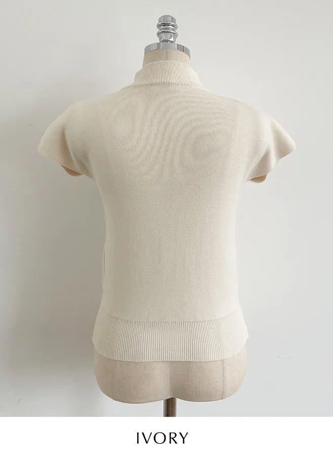 Rosley Half Neck Cap-Sleeve Knit