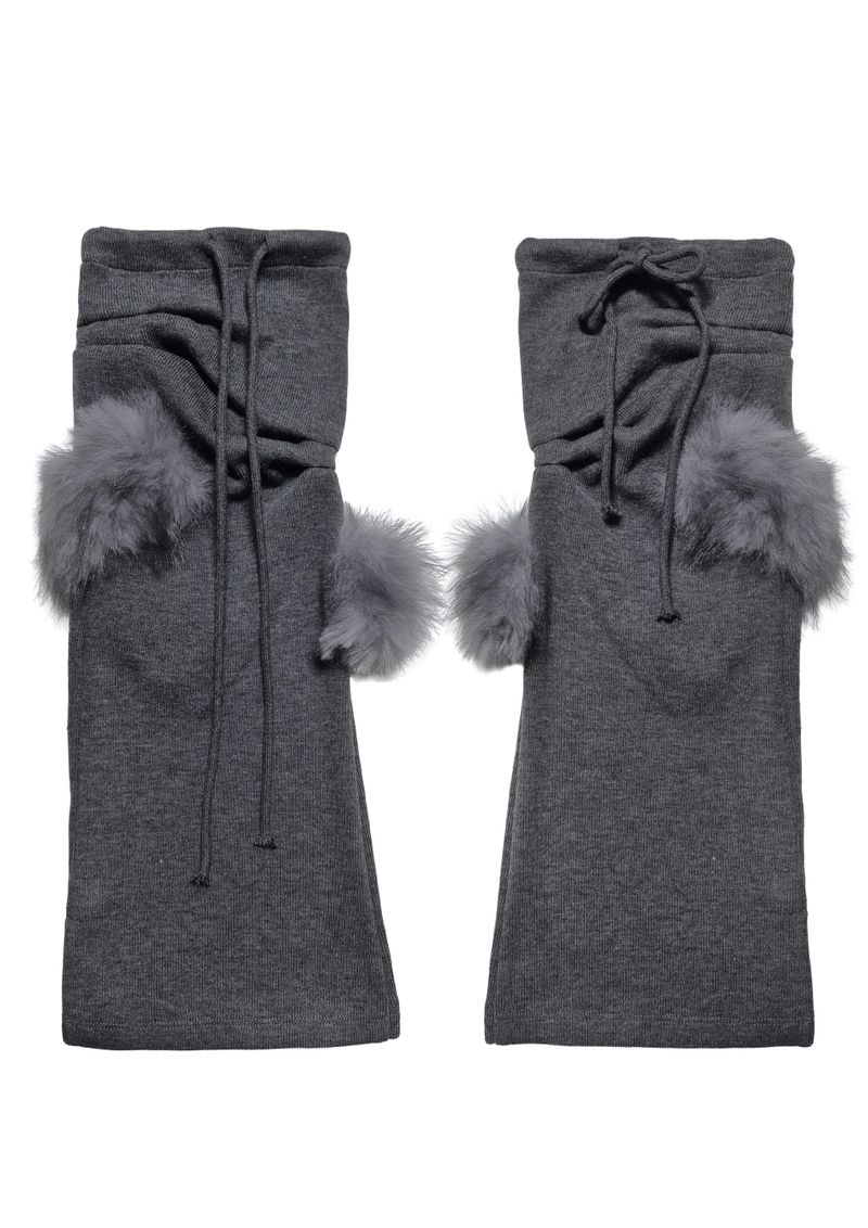CURVED FUR LEG WARMERS . GRAY