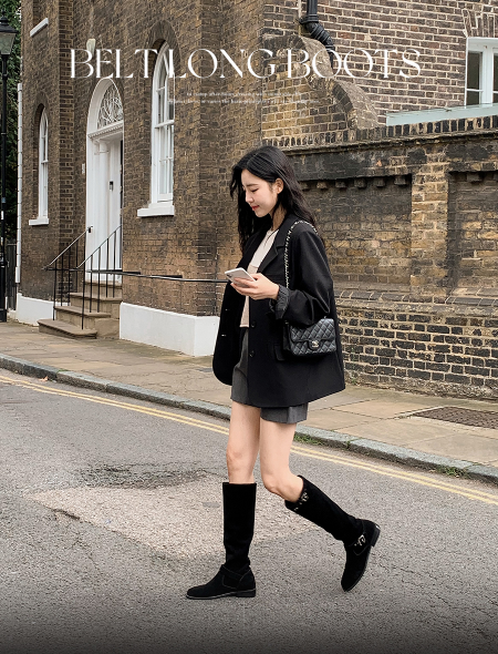 Belt Suede Long Boots