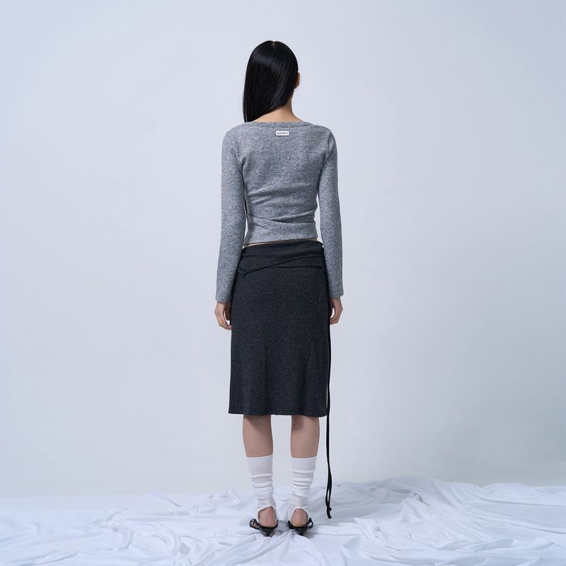 SIDE BUTTON POINT KNIT CARDIGAN (MELANGE GRAY)