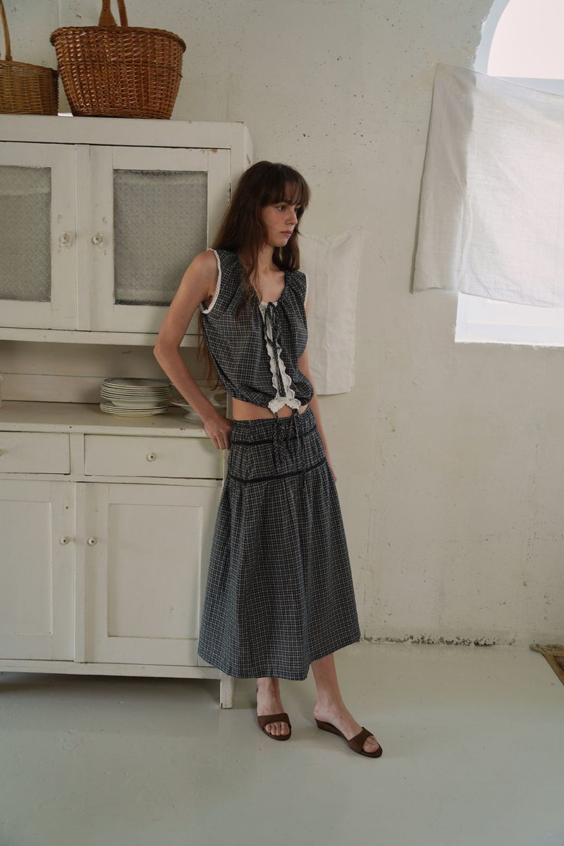 Plain band skirt_check
