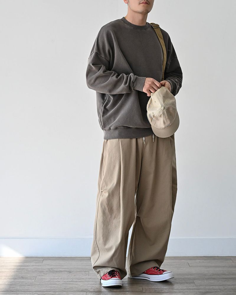 DRW D-RING ONE TUCK BALLOON PANTS BG 