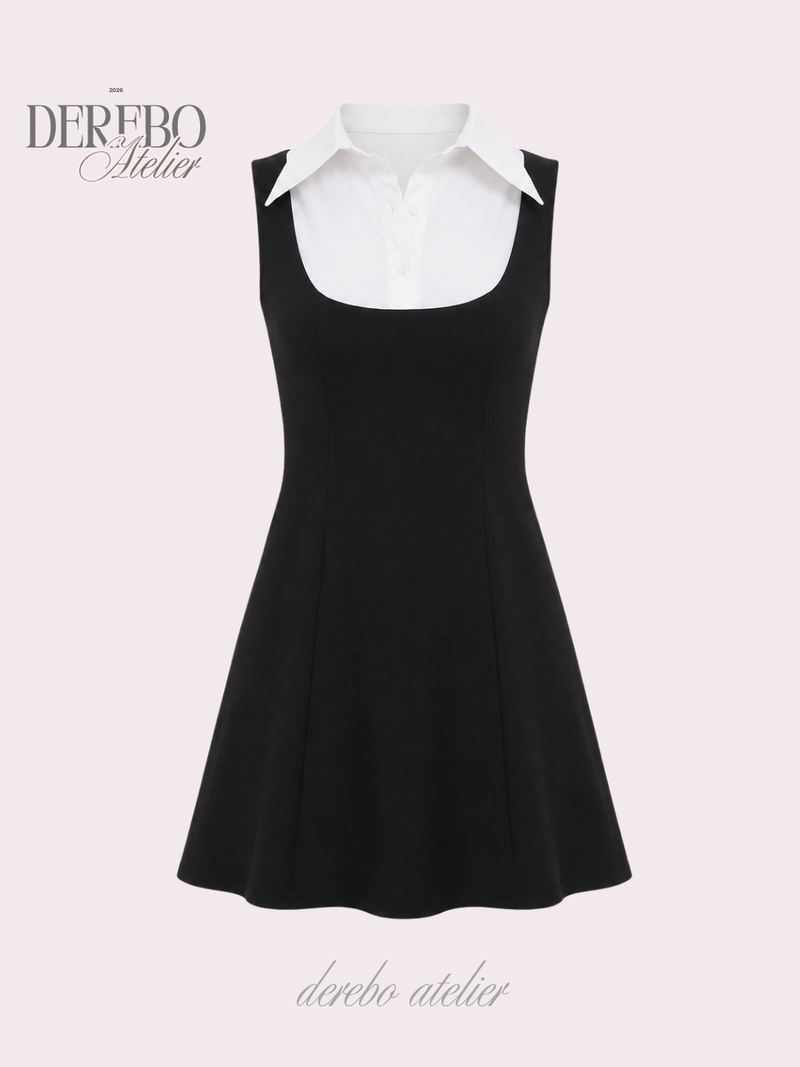 Seri collar sleeveless flare dress