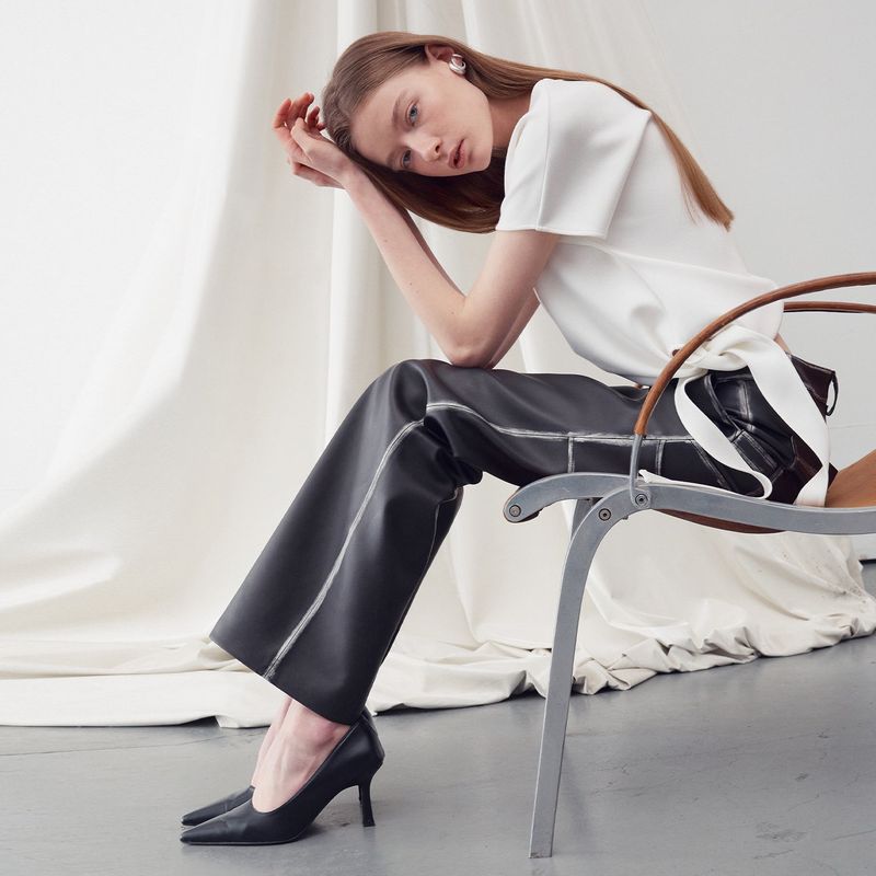 FAUX LEATHER WASHED STRAIGHT PANTS
