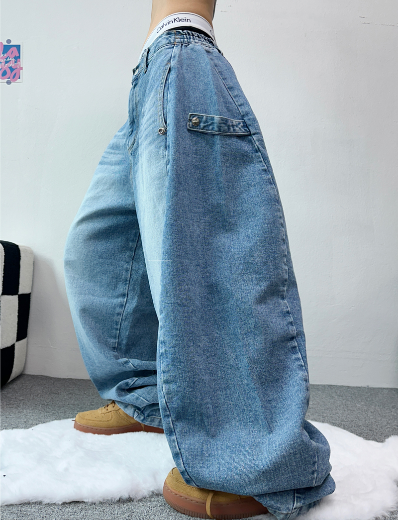 RIVET SNAP BALLOON DENIM🩵🤎🖤 - 3 COLORS, 2 SIZES
