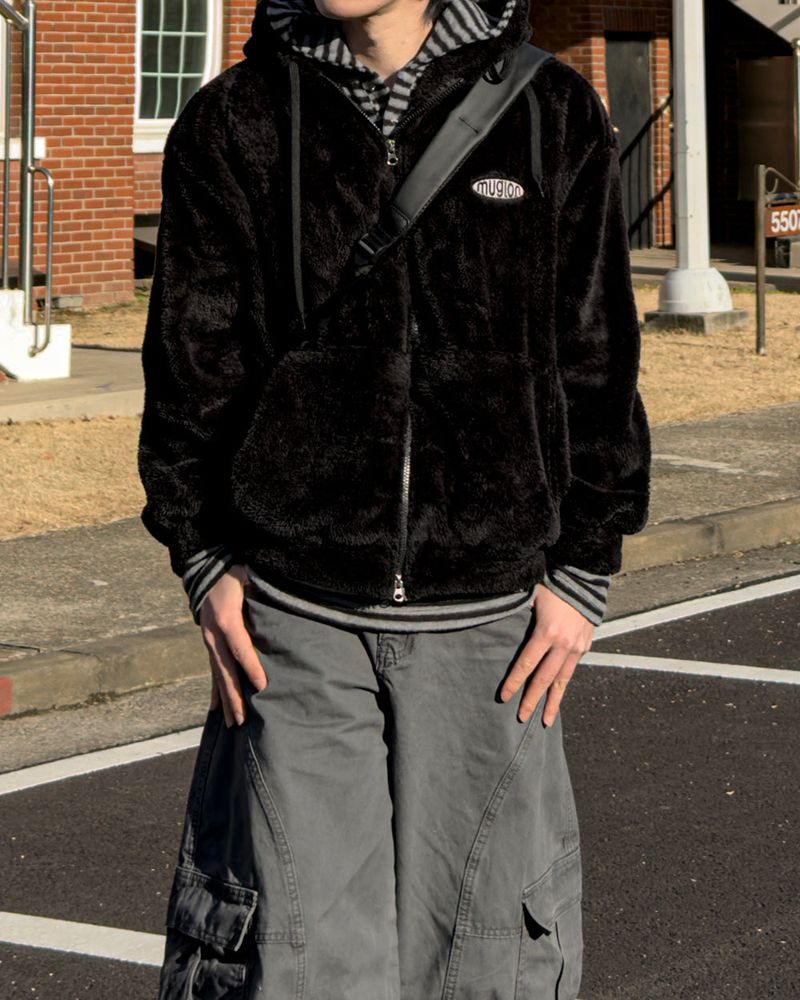 Perrin Fleece Shearling Hood Zip-Up