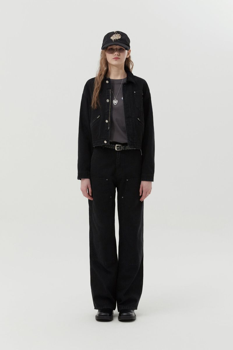 CARPENTER WIDE FIT DENIM PANTS [BLACK]