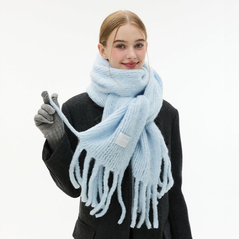 Basic Knit Big muffler_ Skyblue