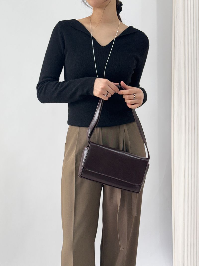 Lucen Strap Pintuck Semi-Wide Slacks Pants