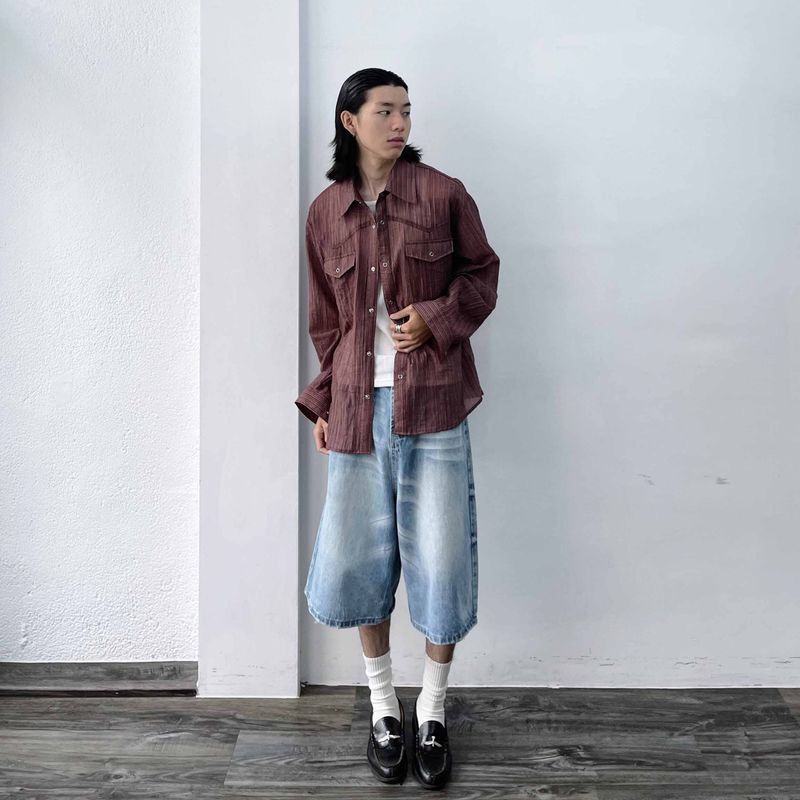 3D Pleated Western Shirt