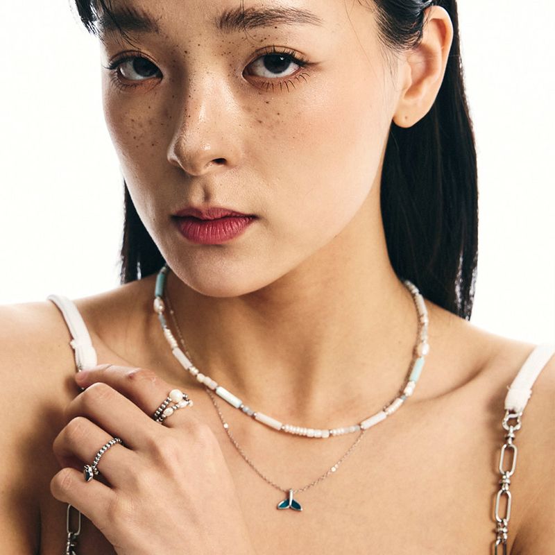 [SET]whale & mother pearl stone necklace