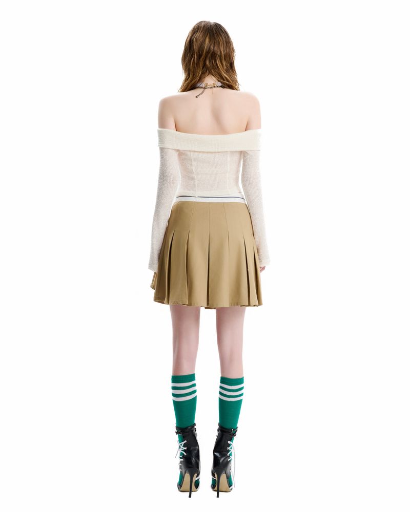 SG.S Texts Embroidered Pleated Wrap Skirt