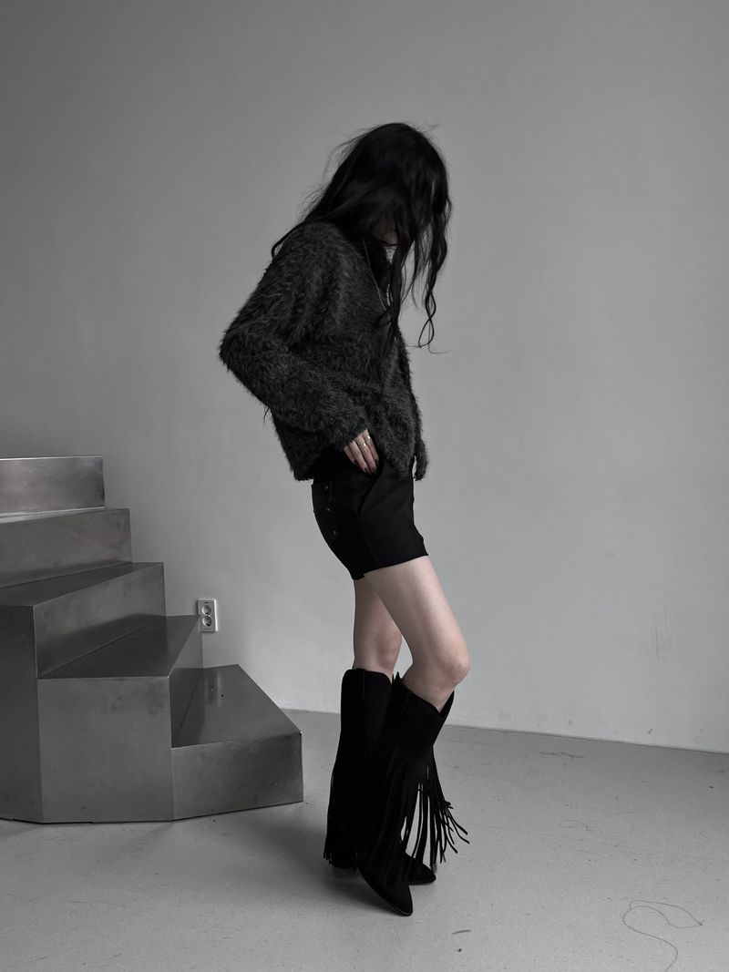winter leather pocket short pants