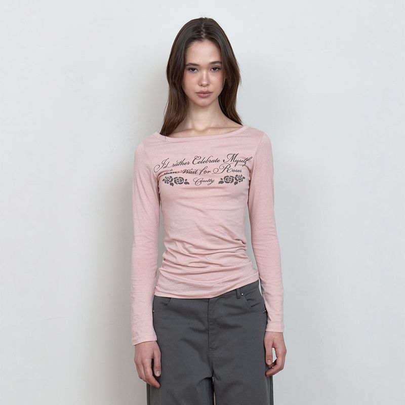 Curetty(キュリティ)の「C ROSE GRAPHIC OFF-SHOULDER T-SHIRT_PINK(Tops)」