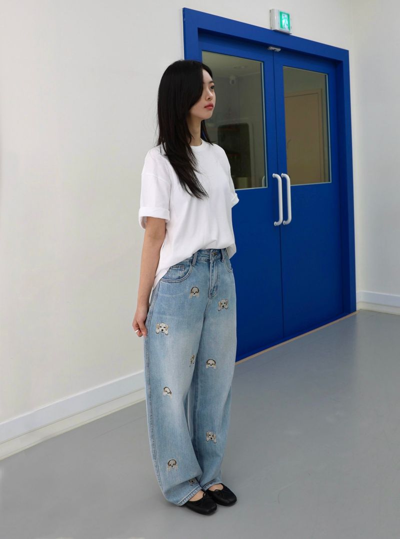 PUPPY EMBROIDERED CURVED DENIM code 26225