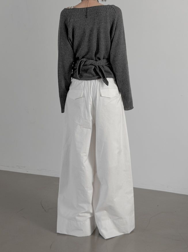 Teve Pintuck Wide Cotton Pants