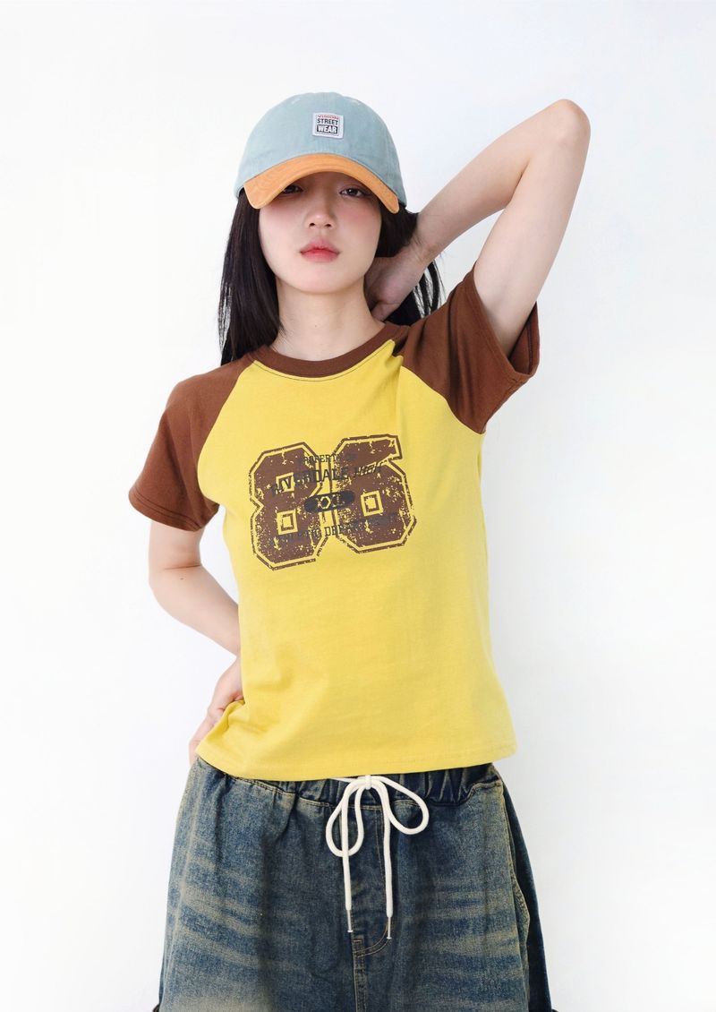 Toned-Down Raglan Short Sleeve T-Shirt