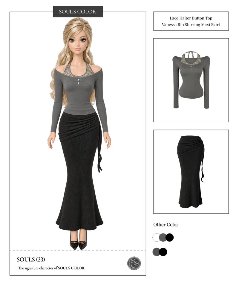 Lace Halter Button Top (3color)