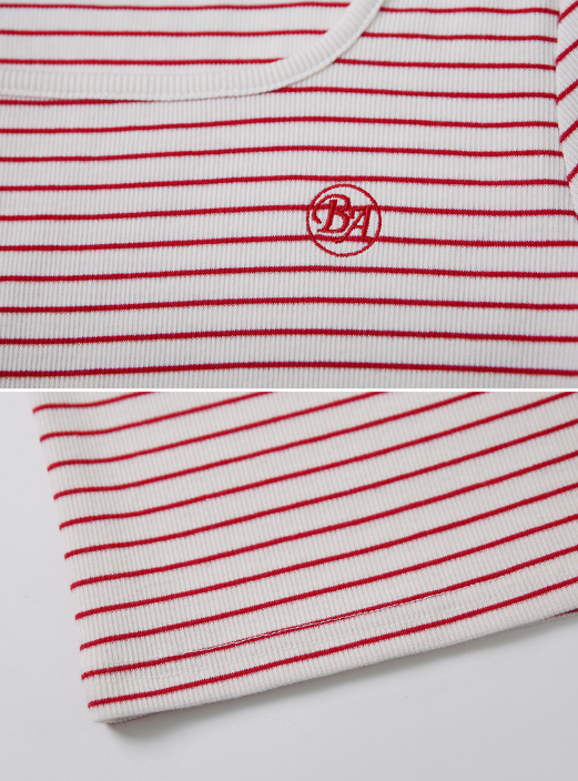 Border Square Embroidery T-shirt (4color)