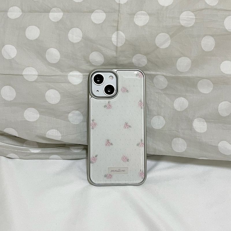 [MADE][Glass Silver Bumper Case]  Rose Stitch Knit Case