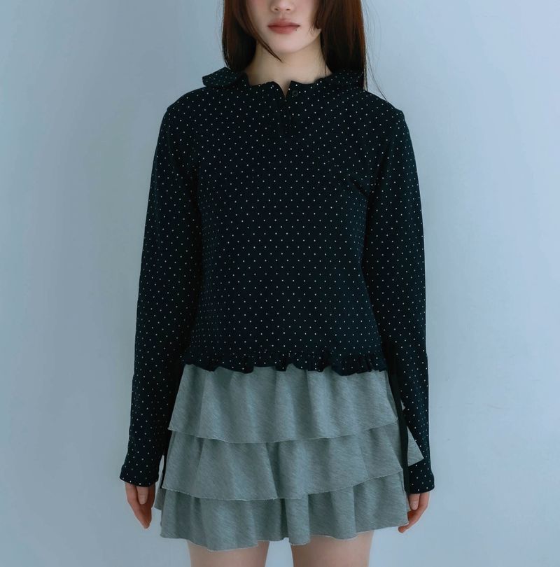 dot frill tee (navy)