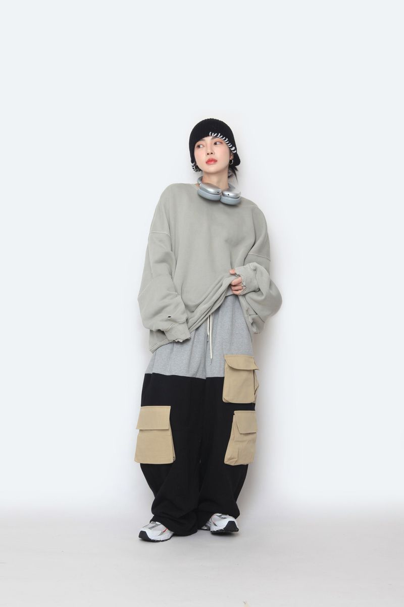 Sweat Coloring String Cargo Pants