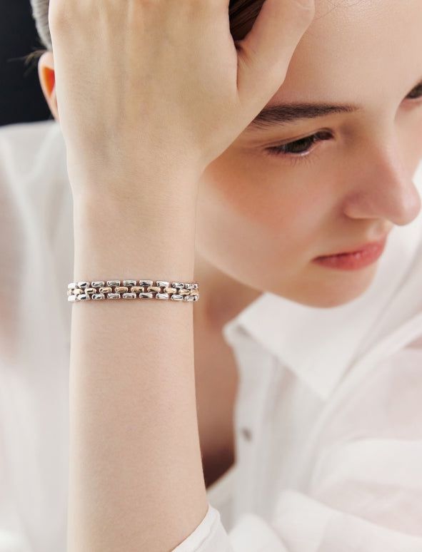 hyeres lor（イエール・ロール）の「26SS★ [Premium Plating] H-Link AB(C) Combination Chain Bracelet M（Accessories）」
