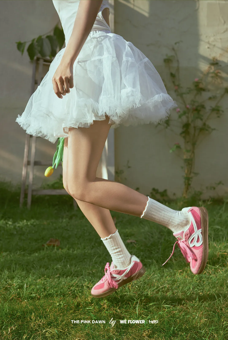 HBD/We Flower Joint Name Retro German Training Shoes - PINK