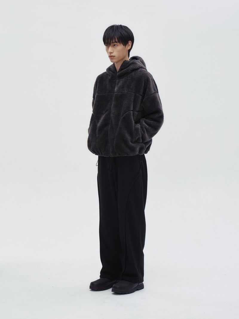 FLEECE HOOD ZIP-UP [Charcoal]