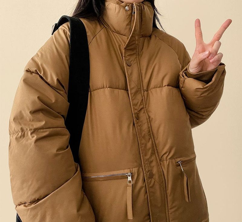  Ringf pocket zipper high neck padded jumper