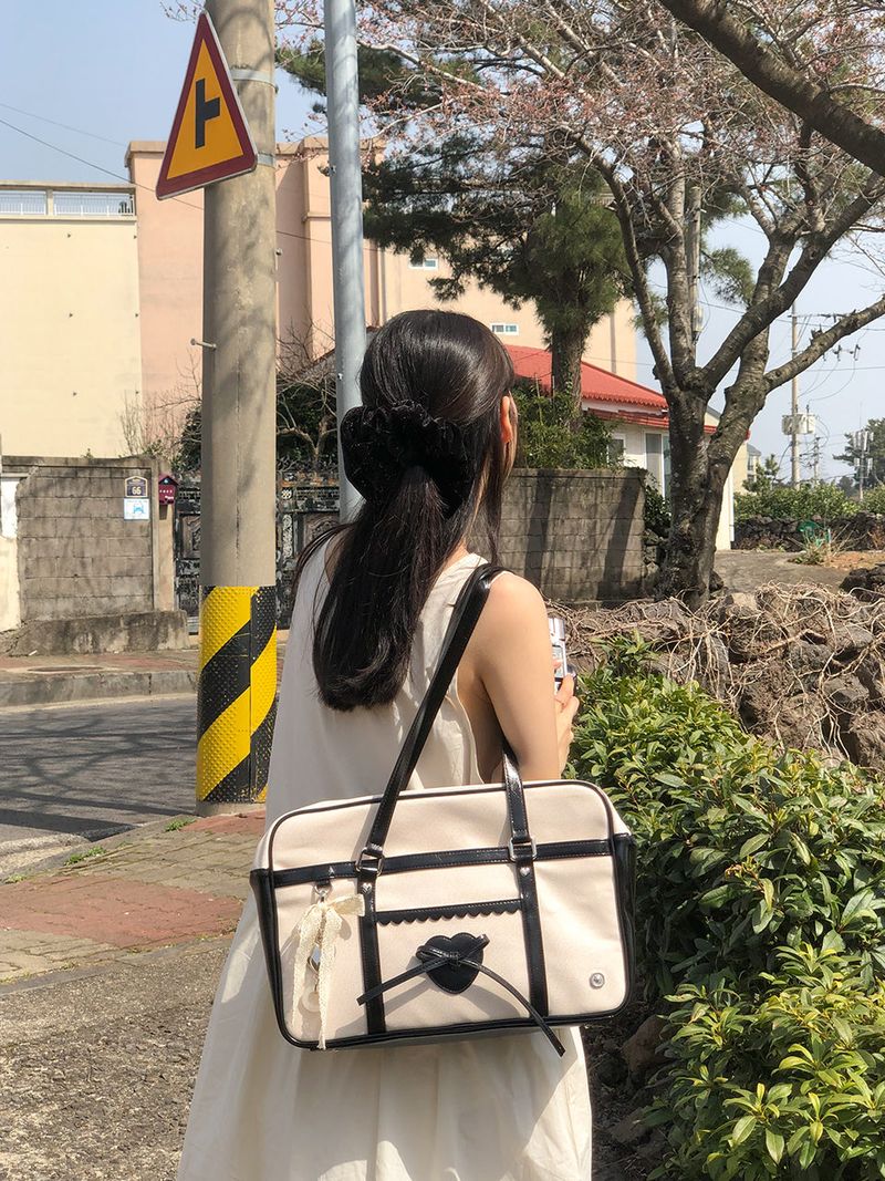 Classic ribbon school bag_canvas black